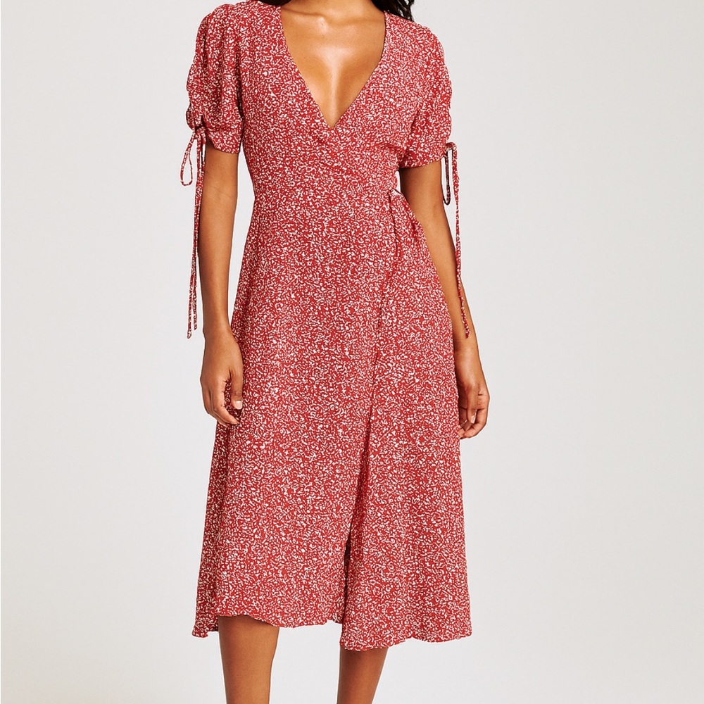Oh Polly Red Floral Midi Dress